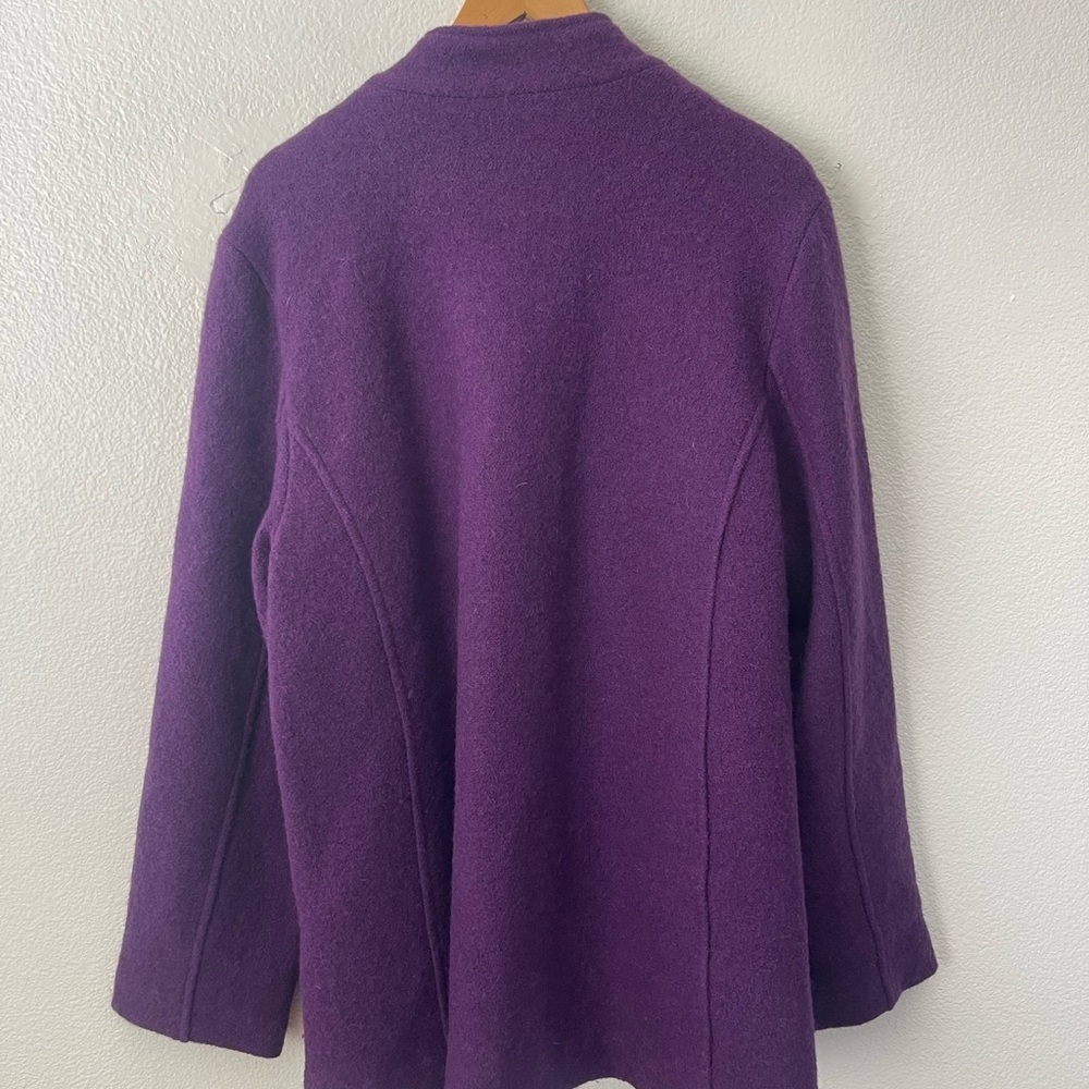 Appleseed's 100% Wool Jacket Purple Button Front Pockets Coat Tweed Long Sz 18 - Picture 4 of 7